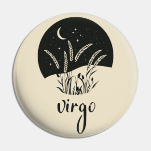 Virgo Zodiac Sign Starry Wheat Artwork Pin