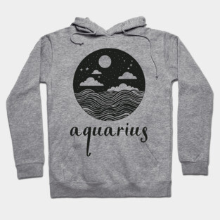 Aquarius Zodiac Sign Cosmic Waves Art Hoodie