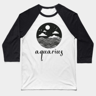 Aquarius Zodiac Sign Cosmic Waves Art Baseball T-Shirt