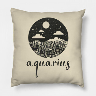 Aquarius Zodiac Sign Cosmic Waves Art Pillow