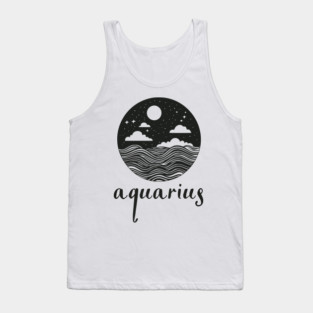 Aquarius Zodiac Sign Cosmic Waves Art Tank Top