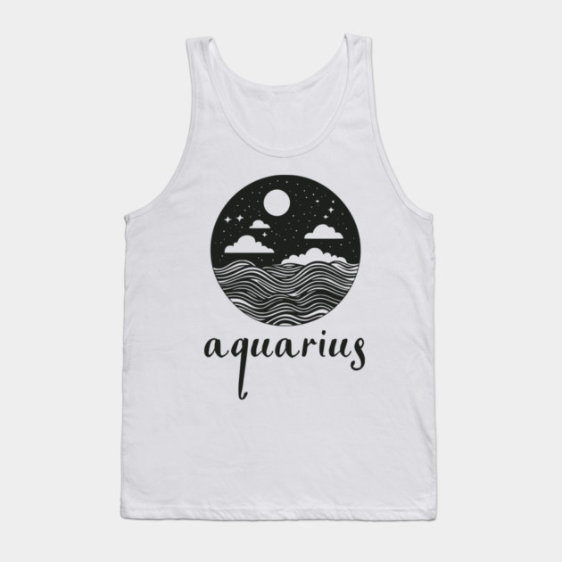 Aquarius Zodiac Sign Cosmic Waves Art Tank Top by TuncGK