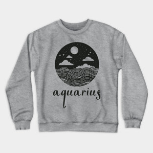 Aquarius Zodiac Sign Cosmic Waves Art Crewneck Sweatshirt