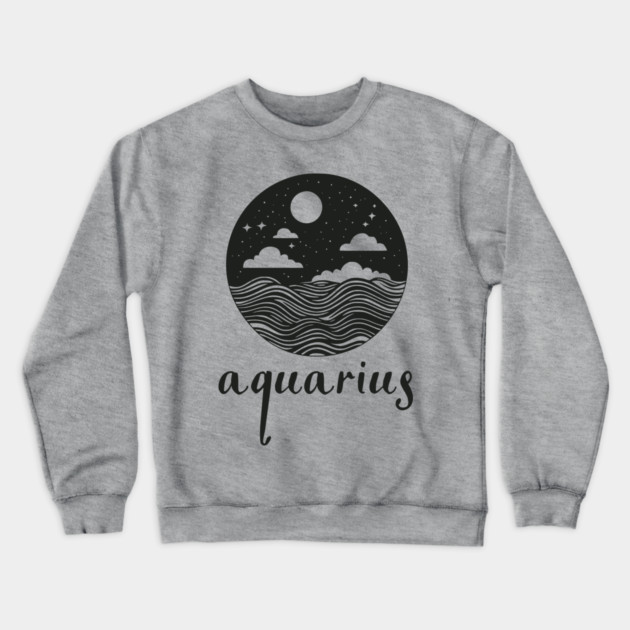 Aquarius Zodiac Sign Cosmic Waves Art Crewneck Sweatshirt by TuncGK