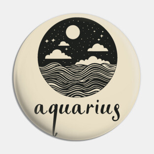 Aquarius Zodiac Sign Cosmic Waves Art Pin