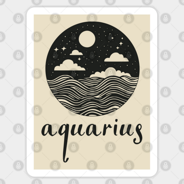 Aquarius Zodiac Sign Cosmic Waves Art Sticker by TuncGK