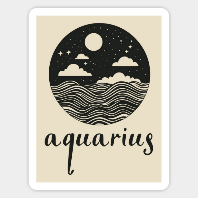 Aquarius Zodiac Sign Cosmic Waves Art Magnet by TuncGK