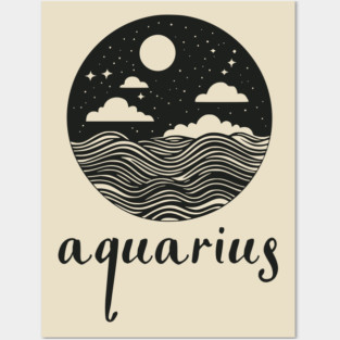 Aquarius Zodiac Sign Cosmic Waves Art Posters and Art