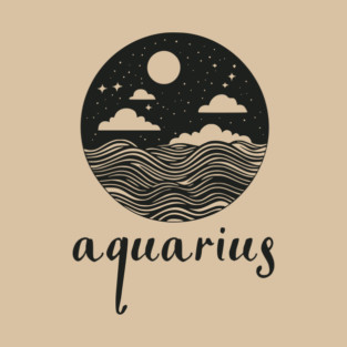 Aquarius Zodiac Sign Cosmic Waves Art T-Shirt