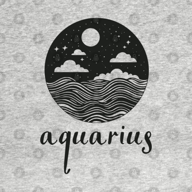 Aquarius Zodiac Sign Cosmic Waves Art by TuncGK