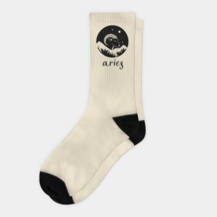 Aries Zodiac Sign Fiery Ram Artwork Socks