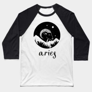 Aries Zodiac Sign Fiery Ram Artwork Baseball T-Shirt