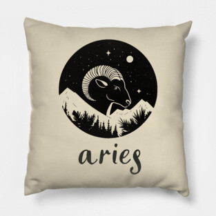 Aries Zodiac Sign Fiery Ram Artwork Pillow