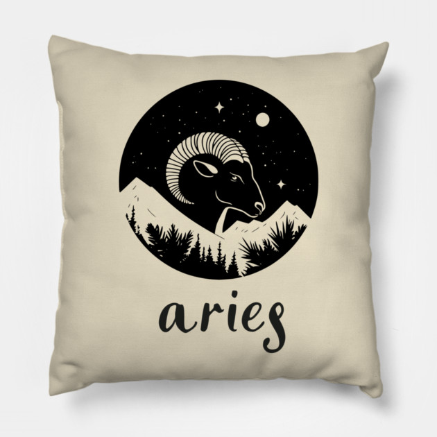 Aries Zodiac Sign Fiery Ram Artwork Pillow by TuncGK