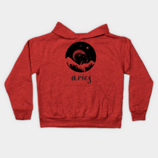 Aries Zodiac Sign Fiery Ram Artwork Kids Hoodie