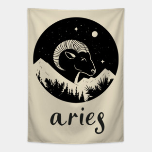 Aries Zodiac Sign Fiery Ram Artwork Tapestry