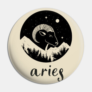 Aries Zodiac Sign Fiery Ram Artwork Pin