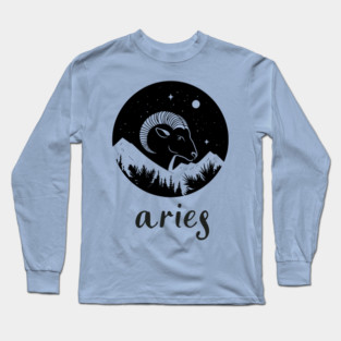Aries Zodiac Sign Fiery Ram Artwork Long Sleeve T-Shirt