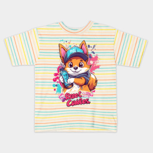 Graffiti Corgi - Urban Cute Dog Art with Spray Paint Style Kids T-Shirt