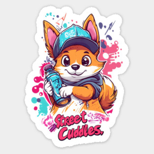 Graffiti Corgi - Urban Cute Dog Art with Spray Paint Style Sticker