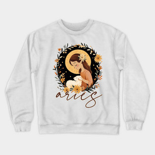 ♈ Bold & Fearless | Boho Aries Zodiac Art Crewneck Sweatshirt