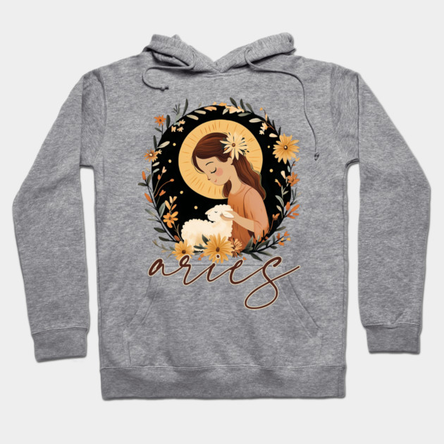 ♈ Bold & Fearless | Boho Aries Zodiac Art Hoodie by TuncGK