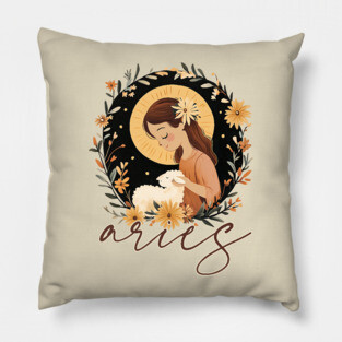 ♈ Bold & Fearless | Boho Aries Zodiac Art Pillow