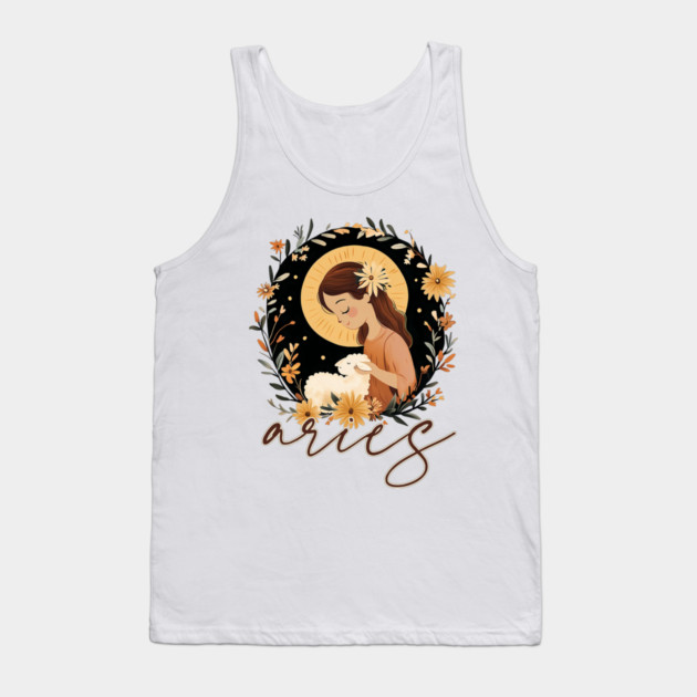 ♈ Bold & Fearless | Boho Aries Zodiac Art Tank Top by TuncGK