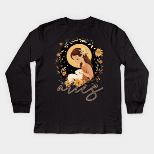 ♈ Bold & Fearless | Boho Aries Zodiac Art Kids Long Sleeve T-Shirt