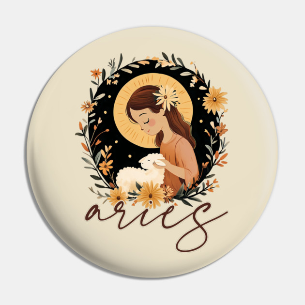 ♈ Bold & Fearless | Boho Aries Zodiac Art Pin by TuncGK