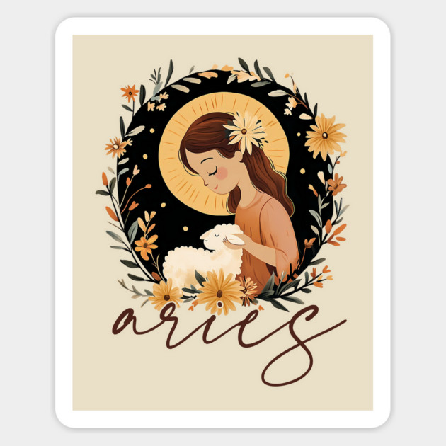 ♈ Bold & Fearless | Boho Aries Zodiac Art Magnet by TuncGK