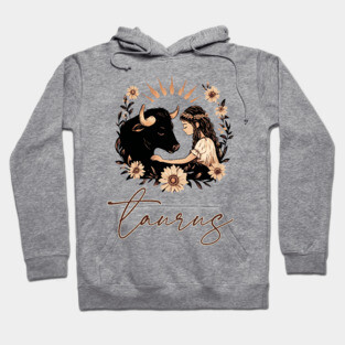 ♉ Grounded & Elegant | Boho Taurus Zodiac Art Hoodie