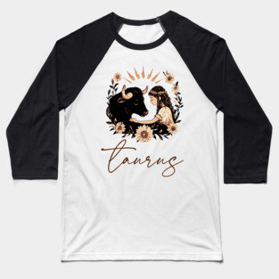 ♉ Grounded & Elegant | Boho Taurus Zodiac Art Baseball T-Shirt