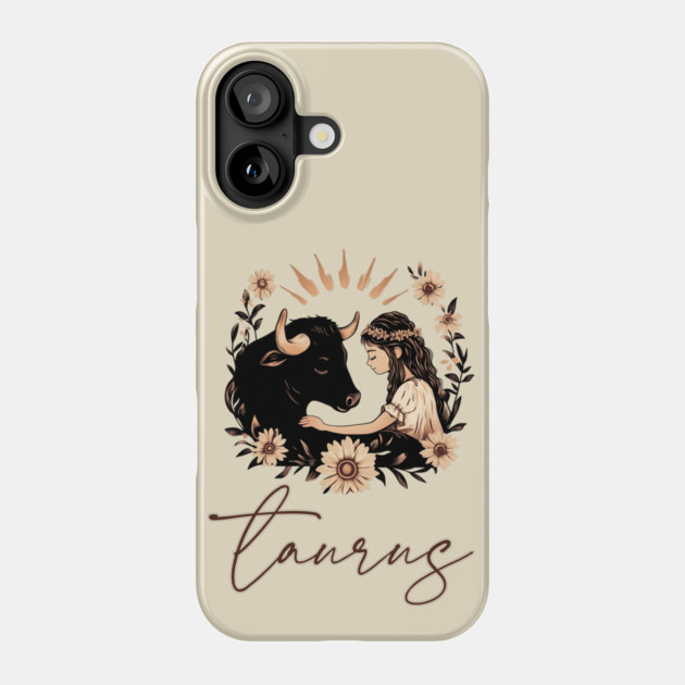 ♉ Grounded & Elegant | Boho Taurus Zodiac Art Phone Case by TuncGK