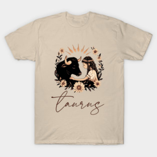 ♉ Grounded & Elegant | Boho Taurus Zodiac Art T-Shirt