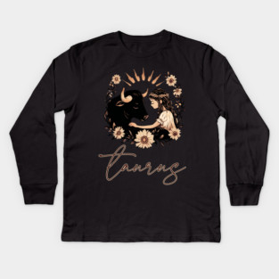 ♉ Grounded & Elegant | Boho Taurus Zodiac Art Kids Long Sleeve T-Shirt