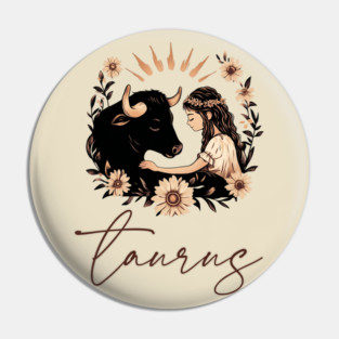 ♉ Grounded & Elegant | Boho Taurus Zodiac Art Pin