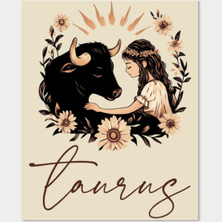 ♉ Grounded & Elegant | Boho Taurus Zodiac Art Posters and Art