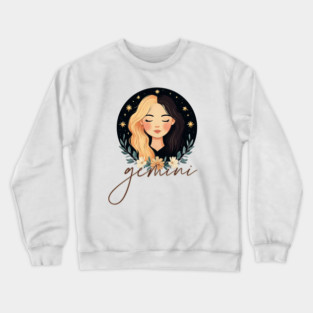 ♊ Playful & Witty | Celestial Gemini Zodiac Art Crewneck Sweatshirt