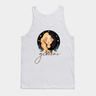 ♊ Playful & Witty | Celestial Gemini Zodiac Art Tank Top