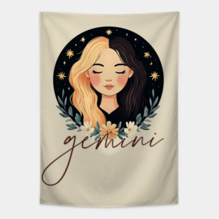 ♊ Playful & Witty | Celestial Gemini Zodiac Art Tapestry