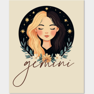 ♊ Playful & Witty | Celestial Gemini Zodiac Art Posters and Art