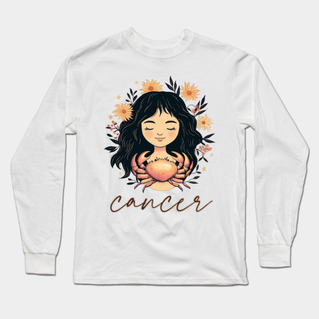♋ Intuitive & Nurturing | Dreamy Cancer Zodiac Art Long Sleeve T-Shirt by TuncGK