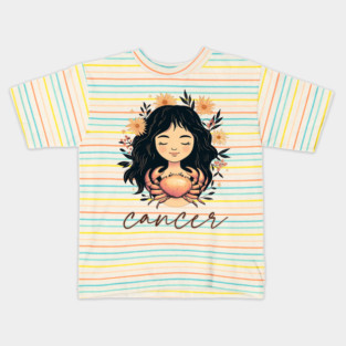 ♋ Intuitive & Nurturing | Dreamy Cancer Zodiac Art Kids T-Shirt