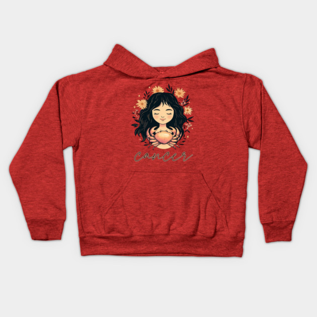 ♋ Intuitive & Nurturing | Dreamy Cancer Zodiac Art Kids Hoodie by TuncGK