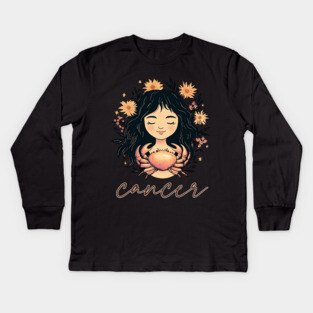 ♋ Intuitive & Nurturing | Dreamy Cancer Zodiac Art Kids Long Sleeve T-Shirt