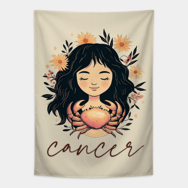 ♋ Intuitive & Nurturing | Dreamy Cancer Zodiac Art Tapestry by TuncGK