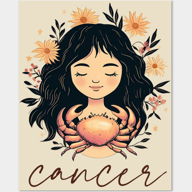 ♋ Intuitive & Nurturing | Dreamy Cancer Zodiac Art Wall Art by TuncGK