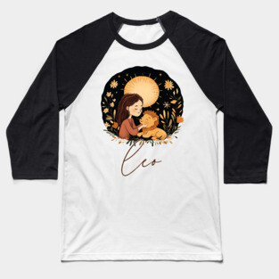 ♌ Radiant & Confident | Bohemian Leo Zodiac Art Baseball T-Shirt
