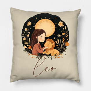 ♌ Radiant & Confident | Bohemian Leo Zodiac Art Pillow